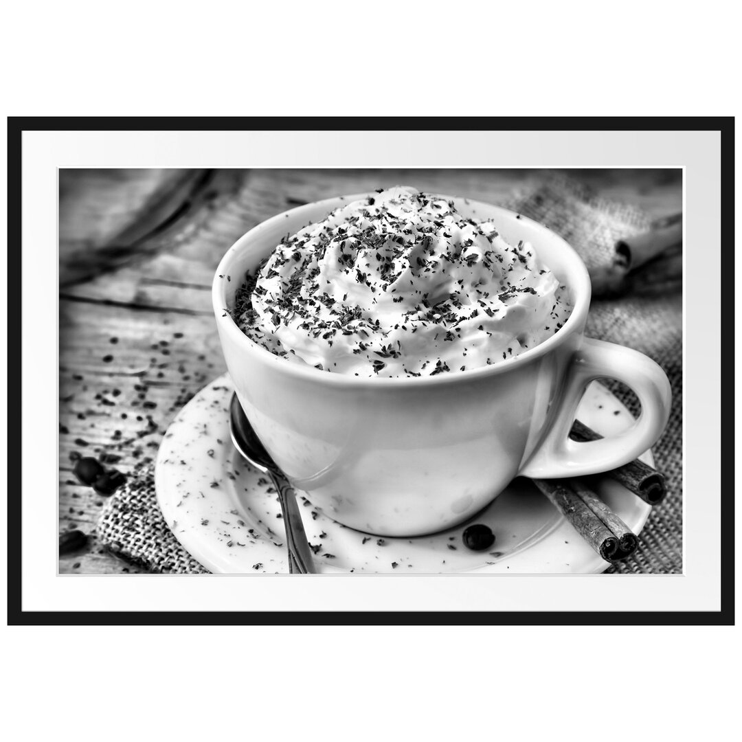 Gerahmtes Poster Kaffee mit viel Creme