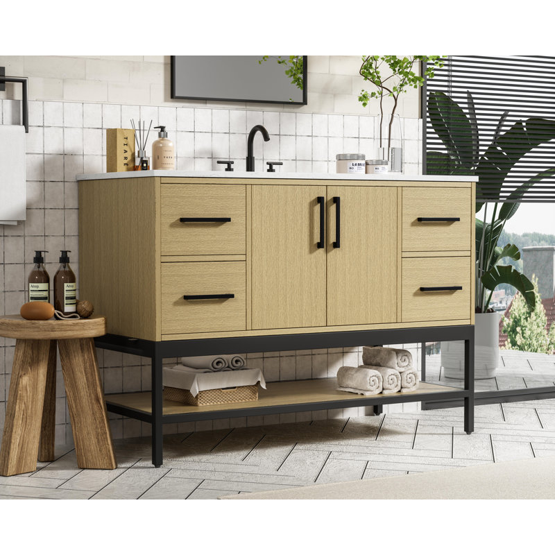 Meuble-lavabo simple 48 po, Brun miel