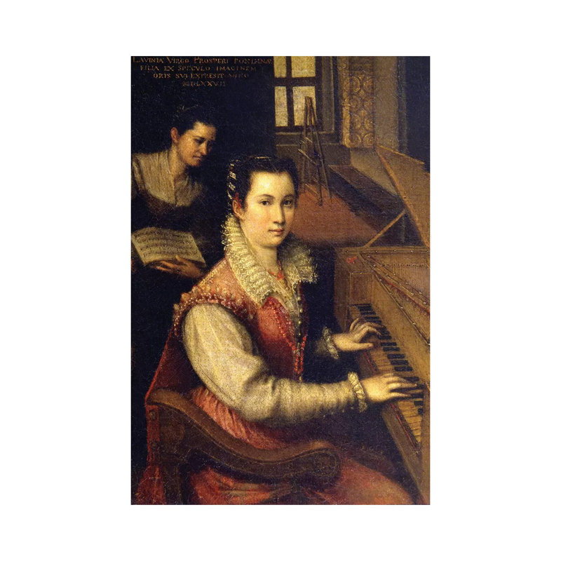 Self Portrait At The Spinet, 1578 (Accademia Di San Luca) by Lavinia Fontana - Wrapped Canvas Painting