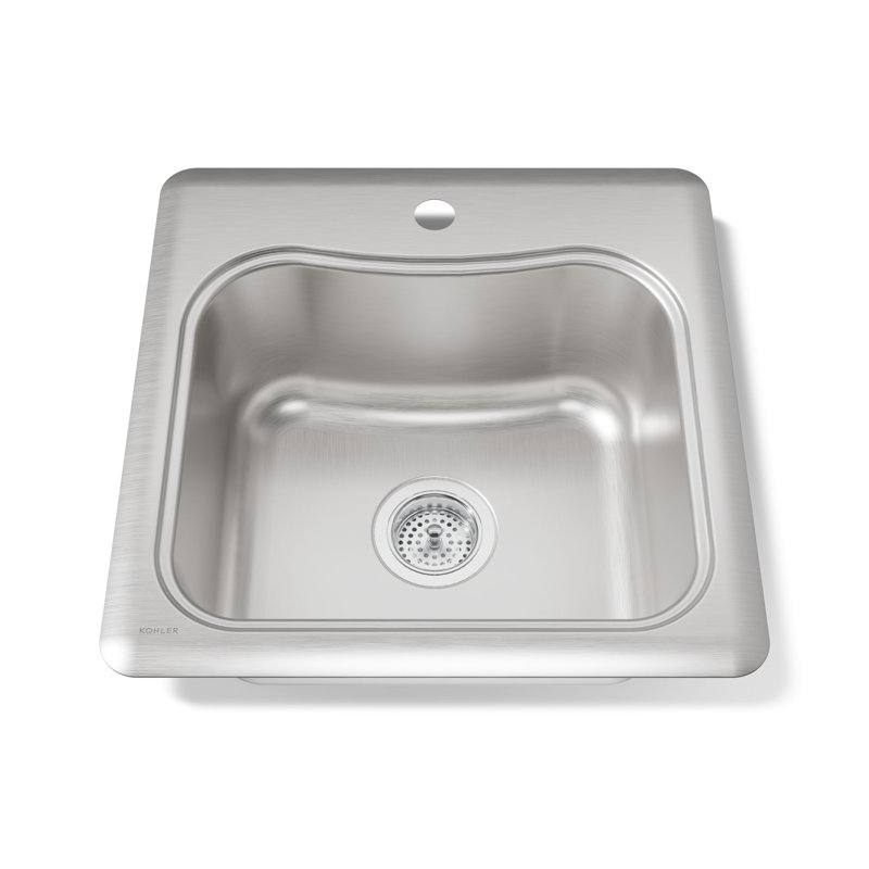 Staccato Top-Mount Single-Bowl Bar Sink with Faucet Holes, 1 hole
