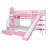 Twin-Over-Twin Castle Bunk Bed with Slide, 2 Drawers & 3 Shelves for Kids Bedroom – Pink