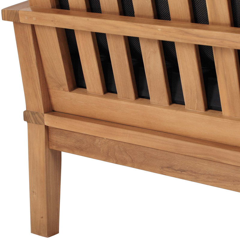 Marina Natural Teak Outdoor Sofa with Navy Cushions