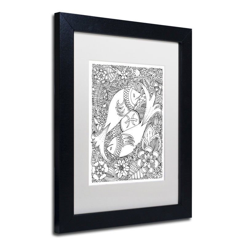 " Fish " by KCDoodleArt, 14" H x 11" W x 0.5" D, White