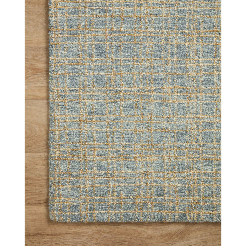 Tapis bleu / sable touffeté à la main Chris x Loloi Polly par Chris Loves, Rectangle 5 pi x 7 pi 6 po