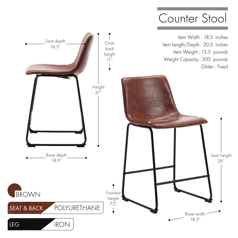 Kaylee Bar Stool, Brown, Counter Stool (26” Seat Height)