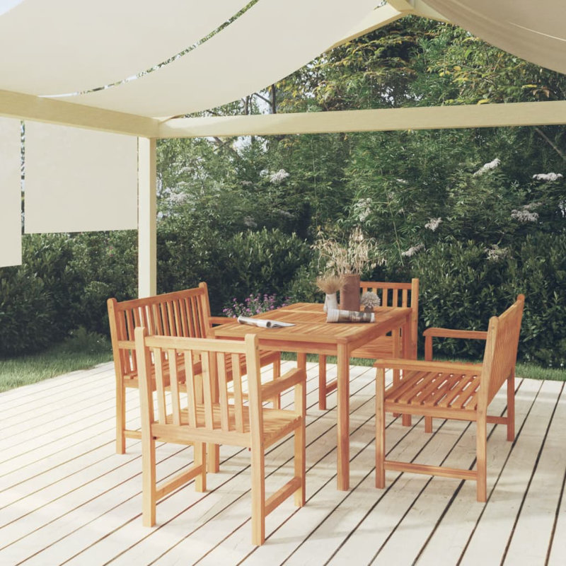 Blaris 4 - Person Teak Patio Dining Set with Rectangular Table, Brown