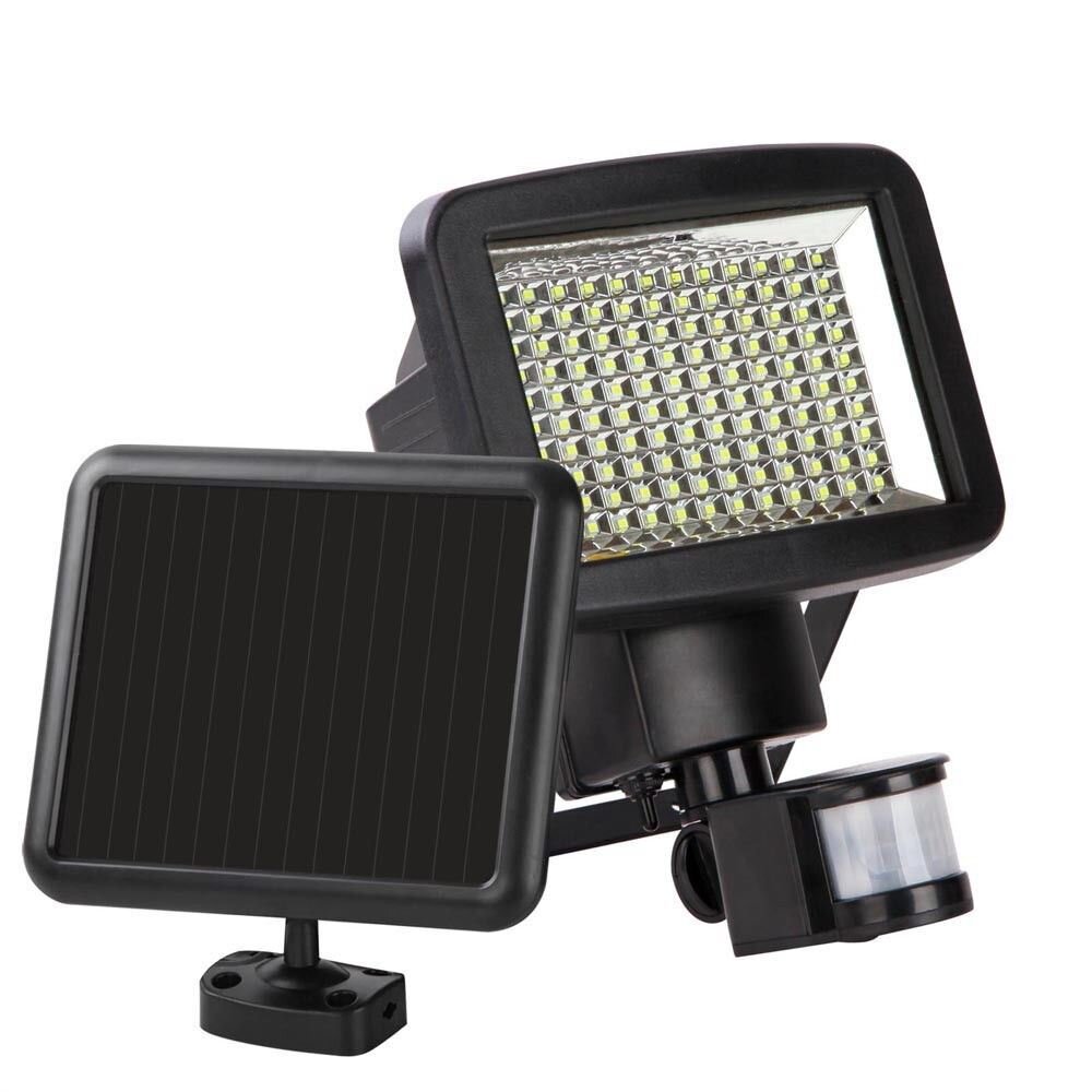 120 LED Solar Security Light (Black) — with separate solar panel