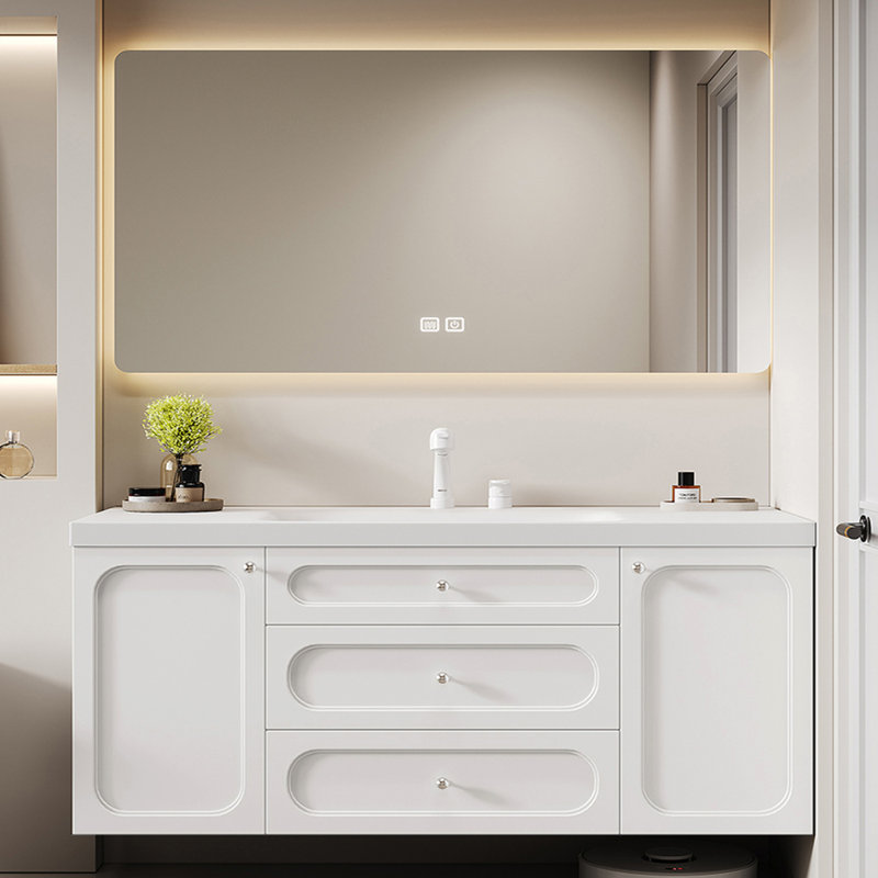 Nordic style simple bathroom cabinet, White, 19.7" H x 63" W x 21.7" D
