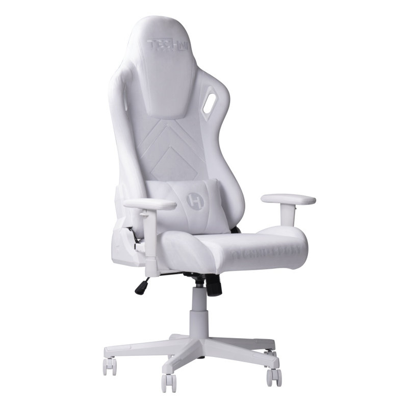 Fauteuil de jeu en velours résistant aux taches avec mousse à mémoire de forme, coussin lombaire réglable et appui-tête