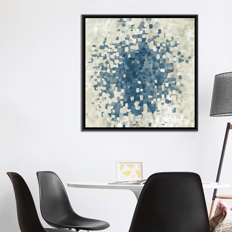 « summer blocks blue », impression sur toile, H 18 po x l 18 po x P 1,5 po, Toile avec cadre noir, Pas de tapis