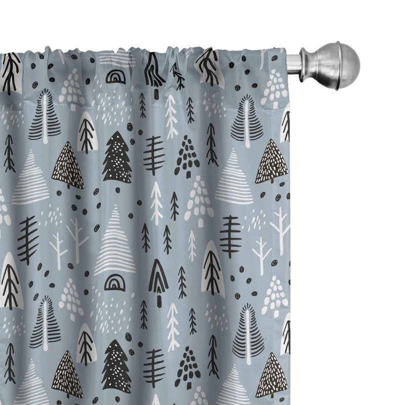 Christmas Tree Floral Semi-Sheer Rod Pocket Curtain Panels, 28" x 63"