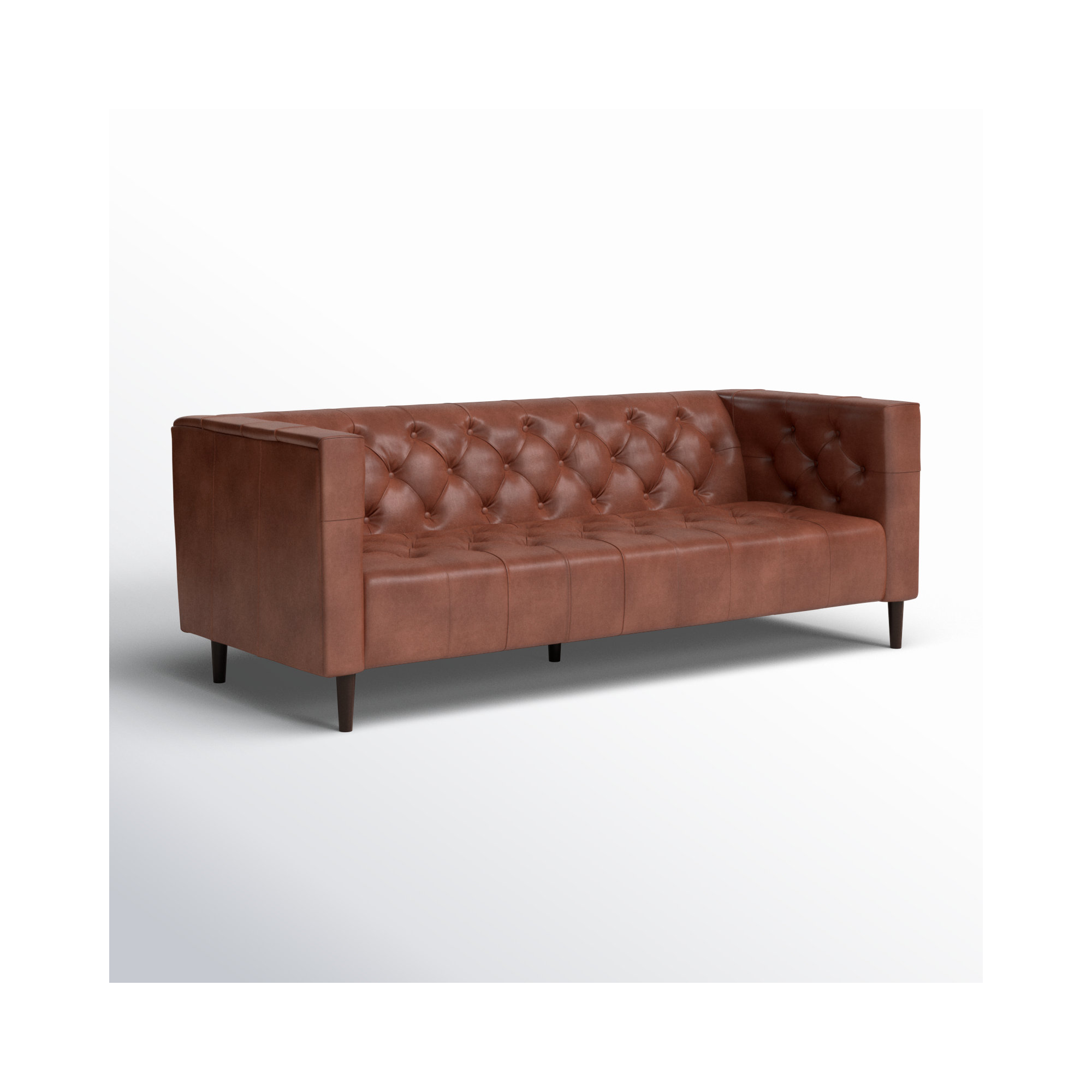 Cornelia 84'' Genuine Leather Chesterfield Sofa, Vintage Brown Top Grain Genuine Leather