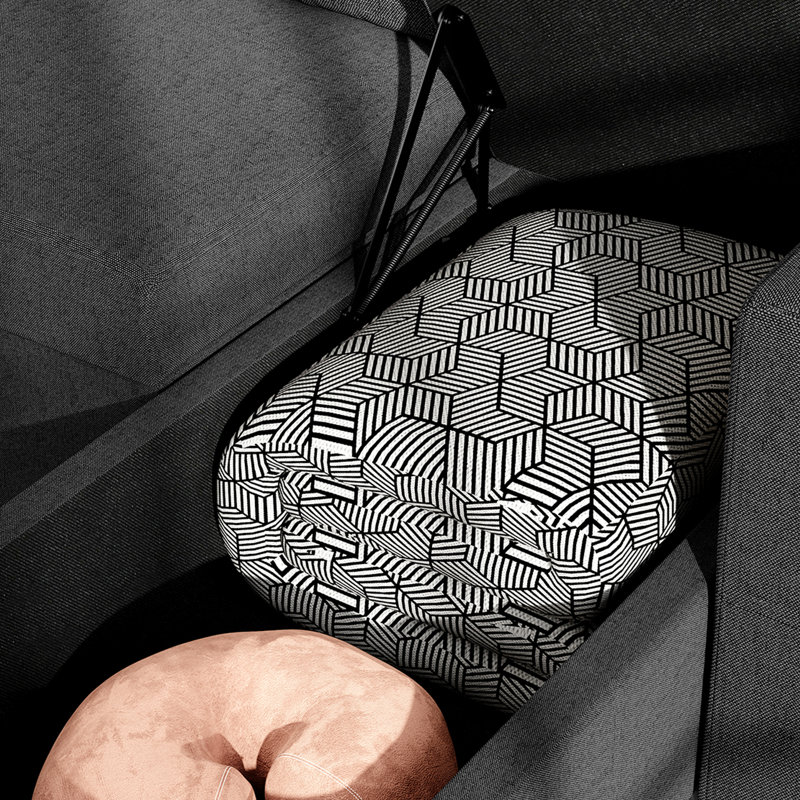 Canapé-lit d'angle convertible, 3 places, noir