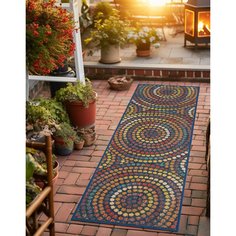 Gracye Geometric Indoor / Outdoor Rug, Runner 2'7" x 12'