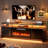 70" TV Stand with Electric Fireplace Compartment and LED Lighting-785060374