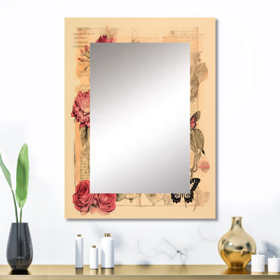Illustration rétro d'un papillon rose romantique