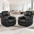 35" Wide Modern Vegan Leather Manual Chasse Chair With Comfortable Arms And Back (Set Of 2)