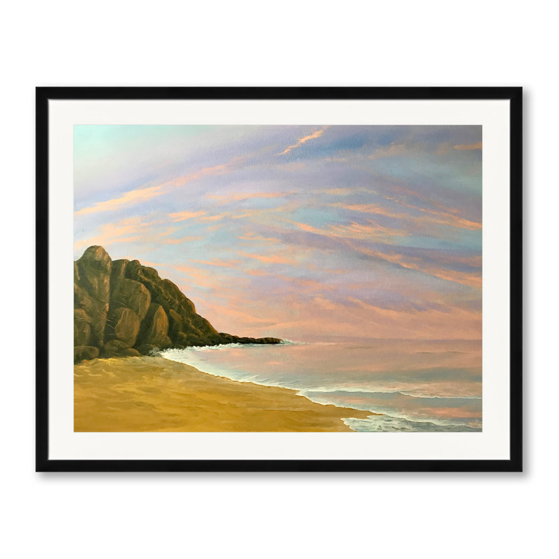 «Peaceful» par Alicia Lopez - Peinture, H 25,25 po x l 31,25 po, Papier avec cadre noir