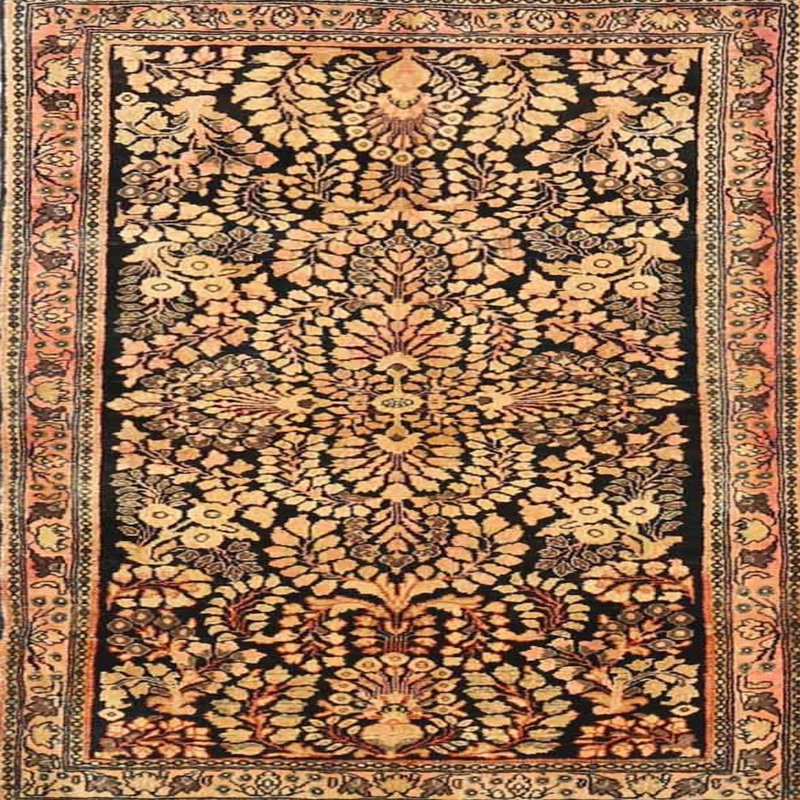 Tapis traditionnel brun / jaune / brun clair, Rond 7 pi