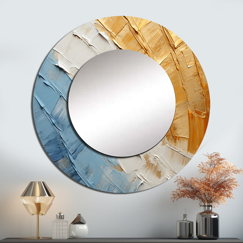 Sajana Minimalisme chassant les arcs-en-ciel - grand miroir mural arc-en-ciel, miroir rond traditionnel traditionnel, impression d'art en métal