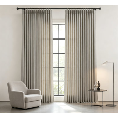 Memory Trained Pinch Pleated Linen Curtains, Light Filtering Boho Cream Pleat Drapes for Living Room