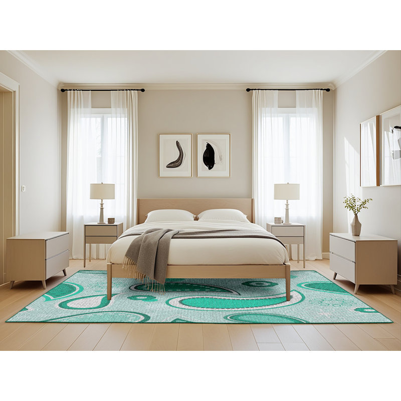 Tapis vert tissé à la machine, Rectangle 5 pi x 8 pi