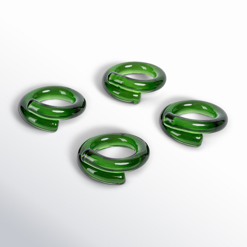 over&back Hand-Shaped Glass Napkin Rings - Decorative Dining Table Decor, Green