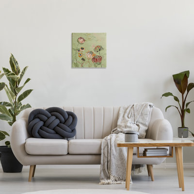 Chrysanthèmes enroulés sur toile verte, design par Dusza