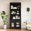 Bibliothèque moderne moderne de 83,4 po avec 2 portes en verre trempé, 1 tiroir et une étagère ouverte pour le décor du salon, de grandes portes rectangulaires avec cadre en bois massif et un rangement pour la chambre à coucher, poignées en métal de haute qualité-716321741