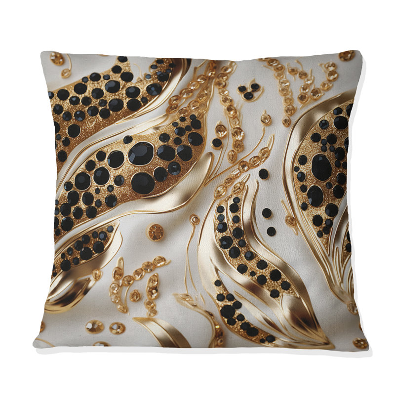 Coussin décoratif en polyester noir et doré Glam Marble, H 16 po x l 16 po