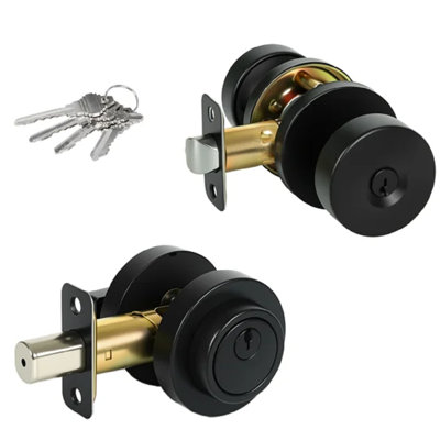 Cielsa Dawn Matte Black Door Knob and Deadbolt Set,Single Cylinder Deadbolt Lock and Door Knob with Lock, Keyed Alike Door Locks for Front Door