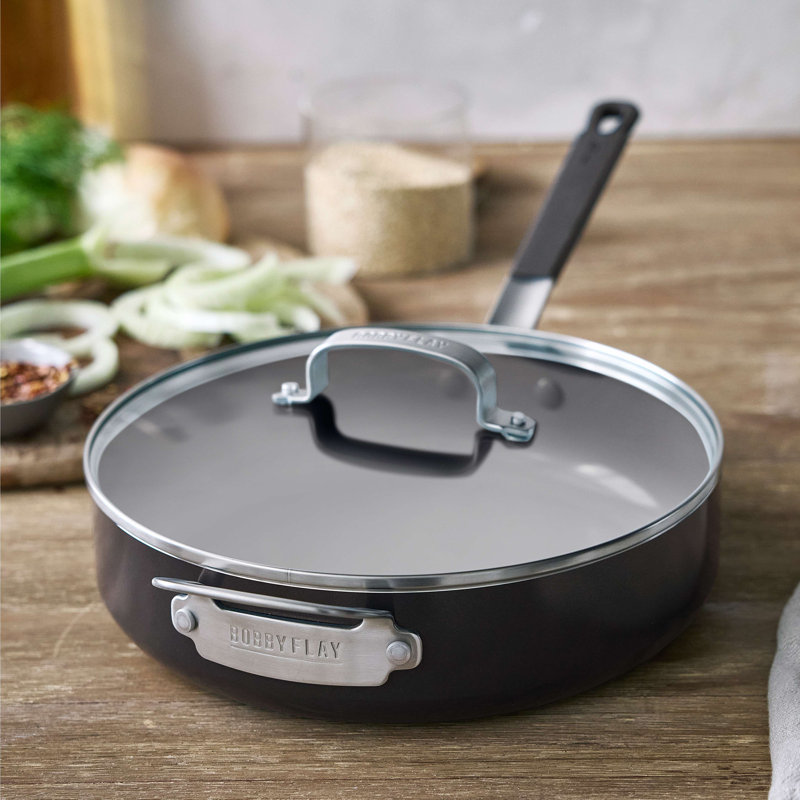Bobby Flay by GreenPan Professional Grade Ceramic Nonstick 4.5QT Sauté Pan with Lid, Gray
