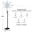 64.6" Black Arc Floor Lamp with Fabric Drum Shade