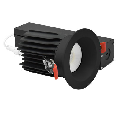 Luxrite 3 po Éclairage encastré à DEL sans cadre avec garniture ronde noire interchangeable, 5CCT, CRI90, 15 / 20W, 1450 / 2100LM, à intensité variable, faisceau de 60 °, indice d'humidité