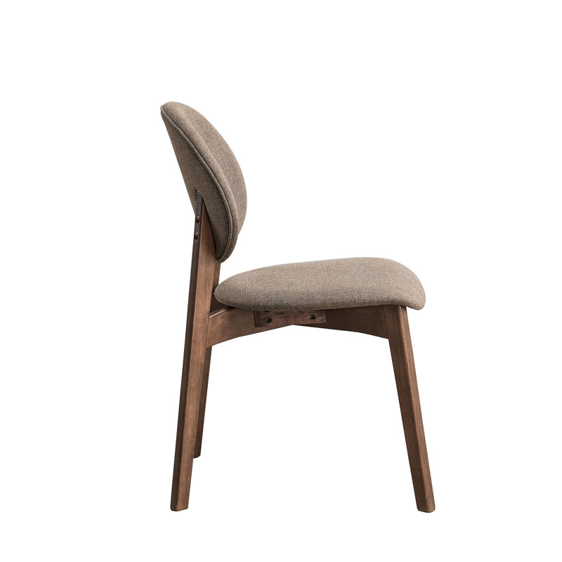 Chaises d'appoint en lin brun et noyer (2) - Chaise rembourrée confortable de style moderne avec cadre riche en mousse