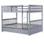 Lit superposé double au-dessus de double avec lit gigogne, échelle et garde-corps - Bois d'hévéa robuste pour chambre d'enfant-962753996