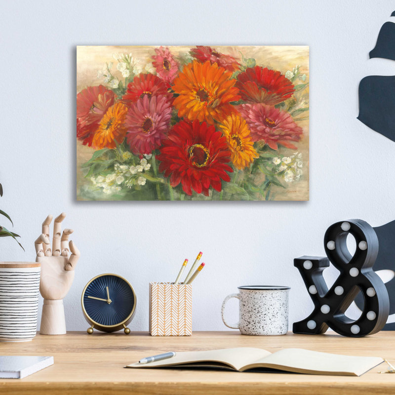«Summer Gerbera Bouquet» par Carol Rowan, H 12 po x l 16 po x P 0,13 po
