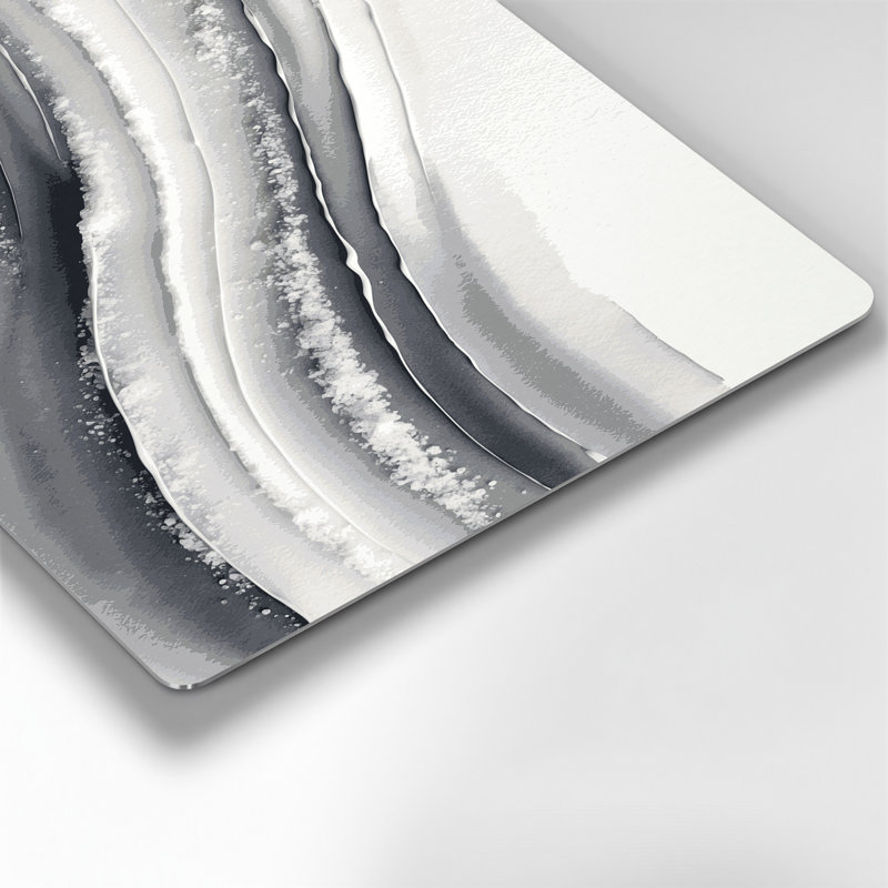Art mural horizontal gris rayé gris et blanc en métal