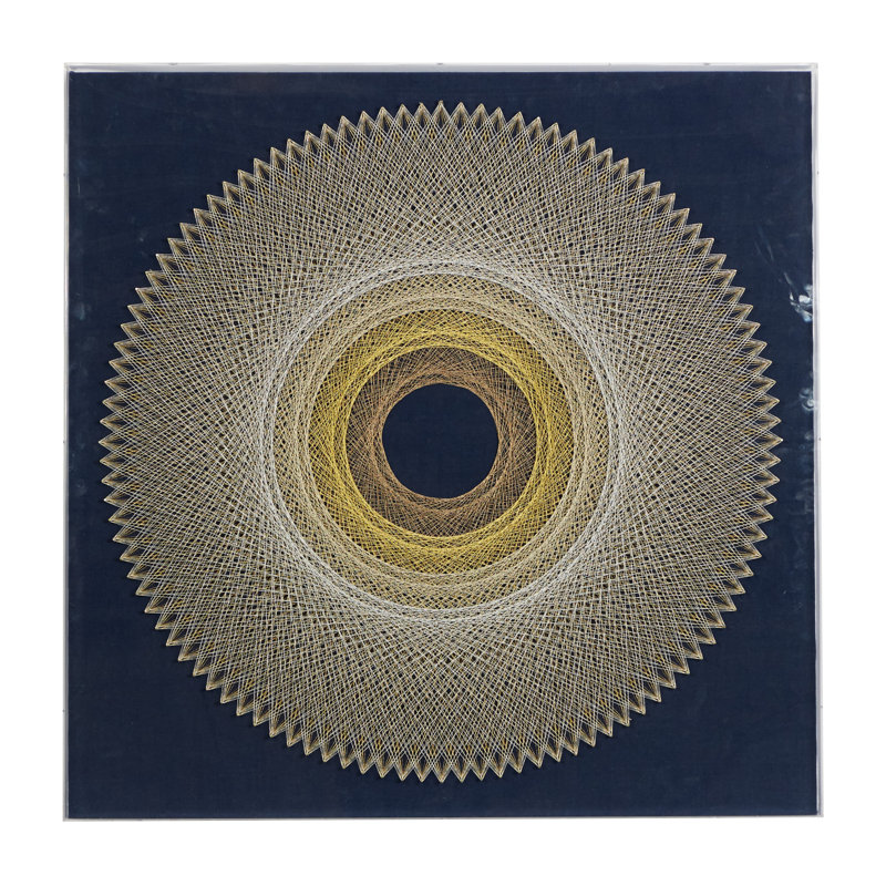 Toile faite à la main à motif géométrique bleu avec boîte