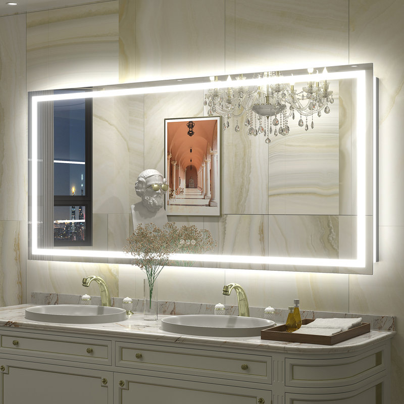 Wayfair Basics® UL Certified Front & Back LED Anti-Fog Tempered Glass Bathroom/Vanity Mirror with 3-Year Warranty, 60" x 28"