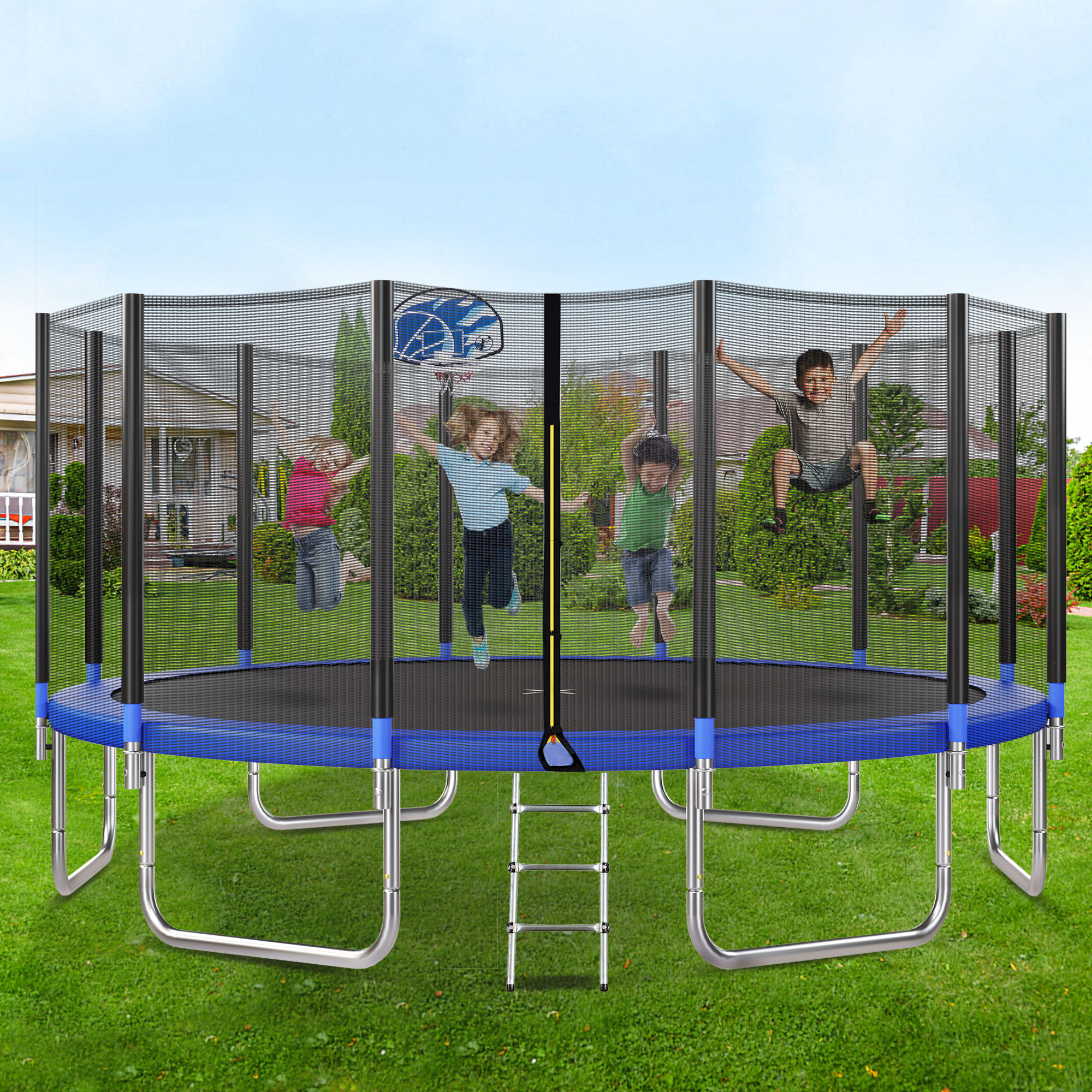 Virubi 16' Round Backyard Trampoline with Safety Enclosure | Wayfair