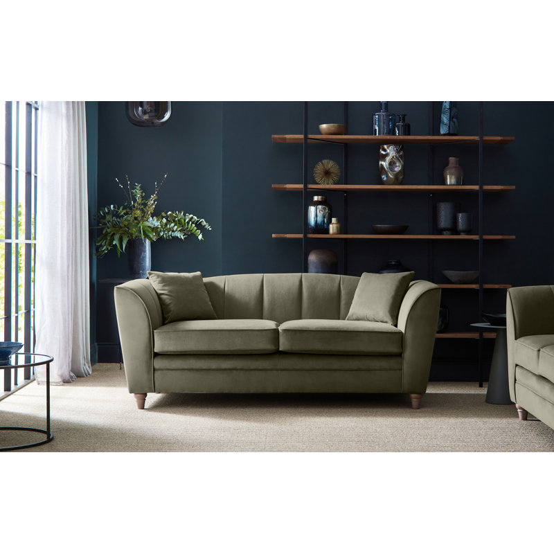 Laverton 3 Seater Velvet Flared Arm Sofa, Fern