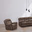 Fauteuil inclinable manuel oscillant Arisa, similicuir brun, accoudoirs coussinés