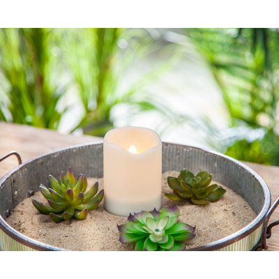 Solar-Powered 4-Inch LED Outdoor Candle – 3-Inch Diameter Waterproof Plastic Pillar With Soft Glow Flicker For Patio, Garden, And Tabletop Decor