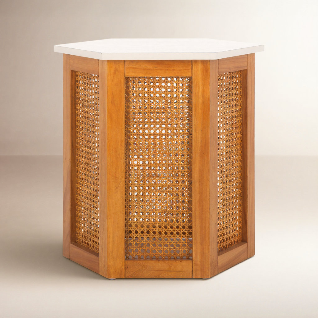 Pacetti End Table, White Top/Natural Base