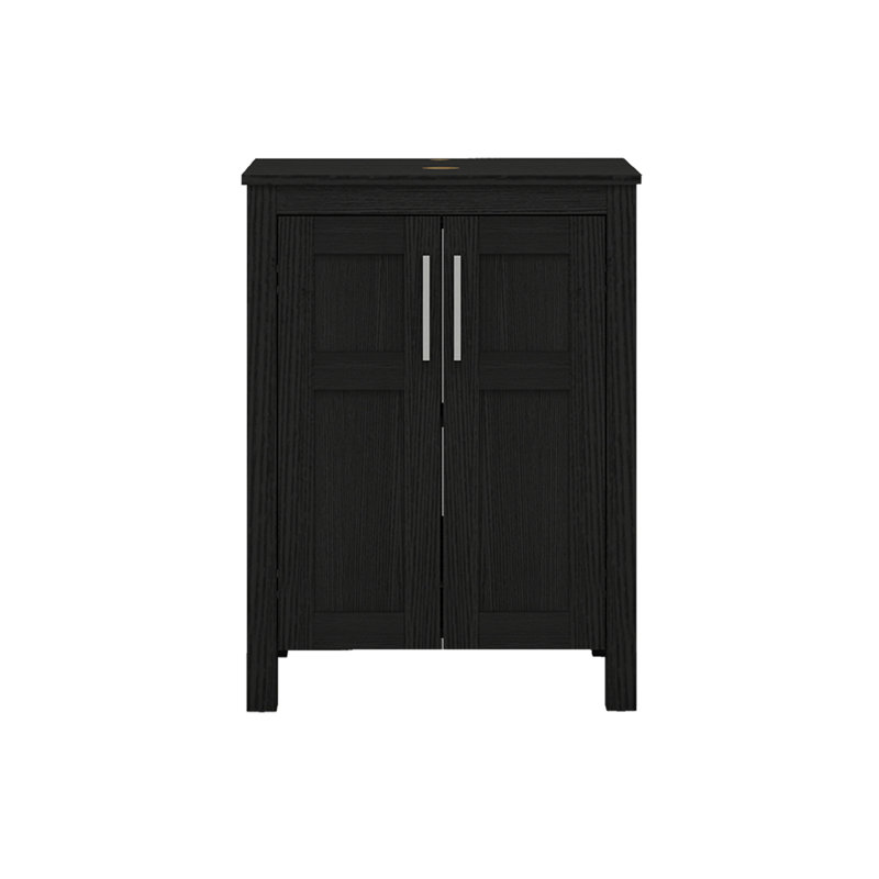 Frenette 24'' Single Bathroom Vanity with Manufactured Wood Top, Black
