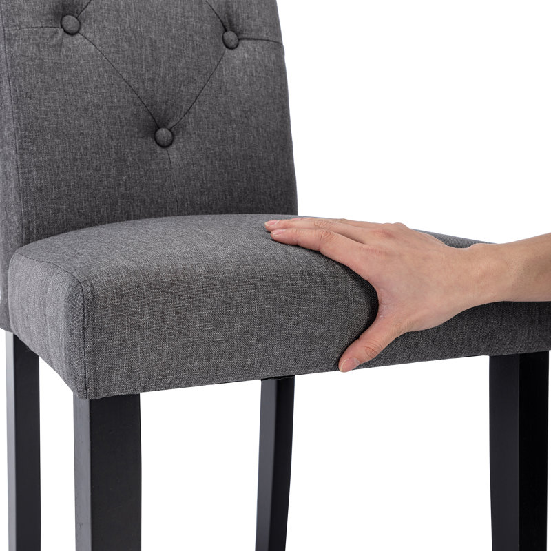 Upholstered Dining Chairs Set of 6, Button Tufted Parsons Dining Chair, Kitchen Chairs with Solid Wood Legs, Wood Accent Chair with High Back
