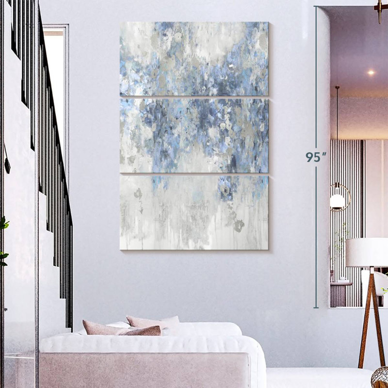 Avery Cascade Blue With Silver, 74" H x 48" W