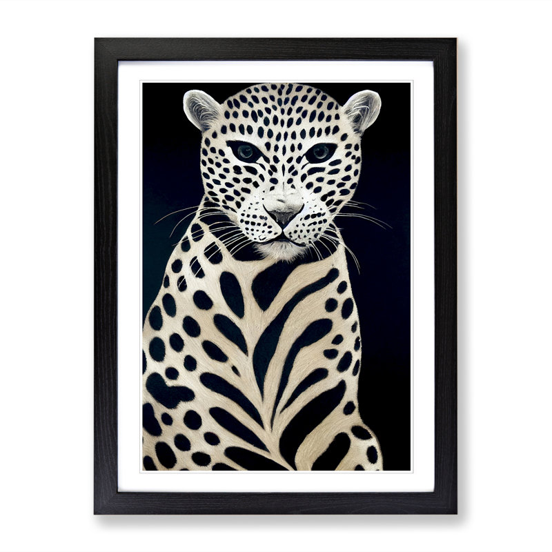Leopard Modern - Picture Frame Print, 46cm H x 34cm W x 2cm D, Walnut