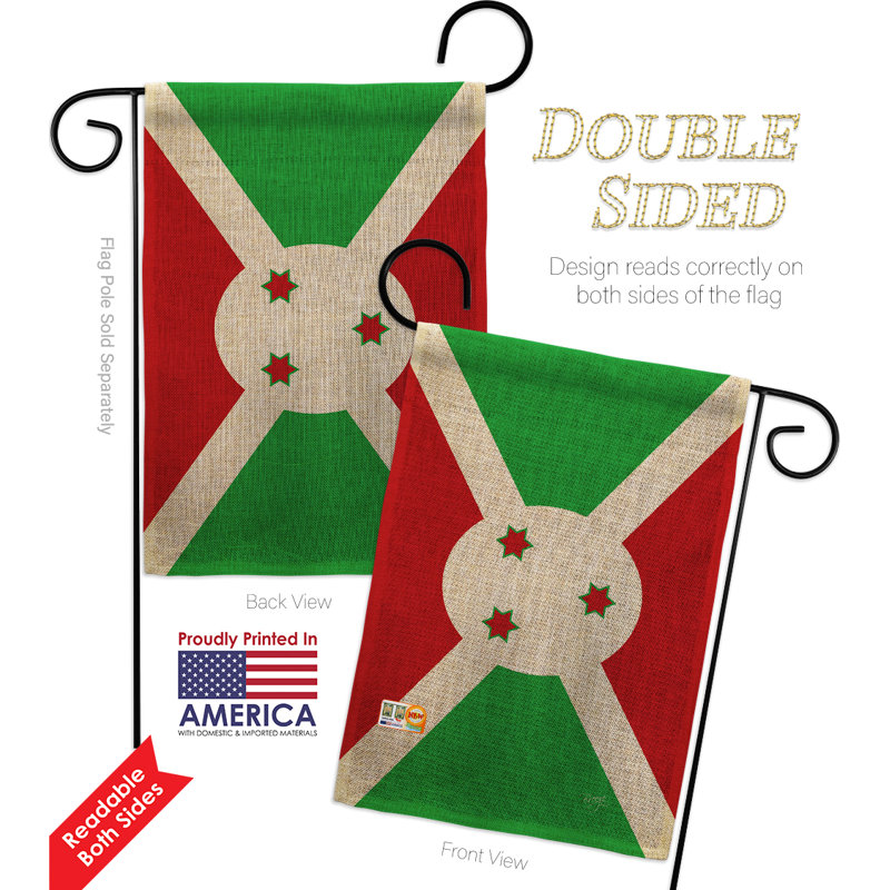 Polyester 2 côtés 18,5 x 13 po de burundi drapeau de jardin